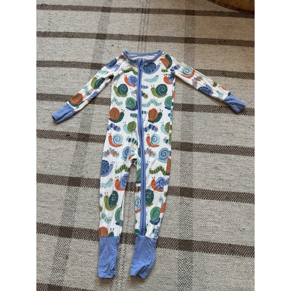 Little Sleepies Zippers Zippy Pajama Set 2 12-18 Month Neutral Animals Bamboo - Picture 5 of 8